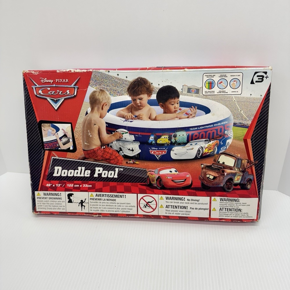 Disney Cars Doodle Pool New NOS Kiddie Pool Lightening McQueen 48x13"